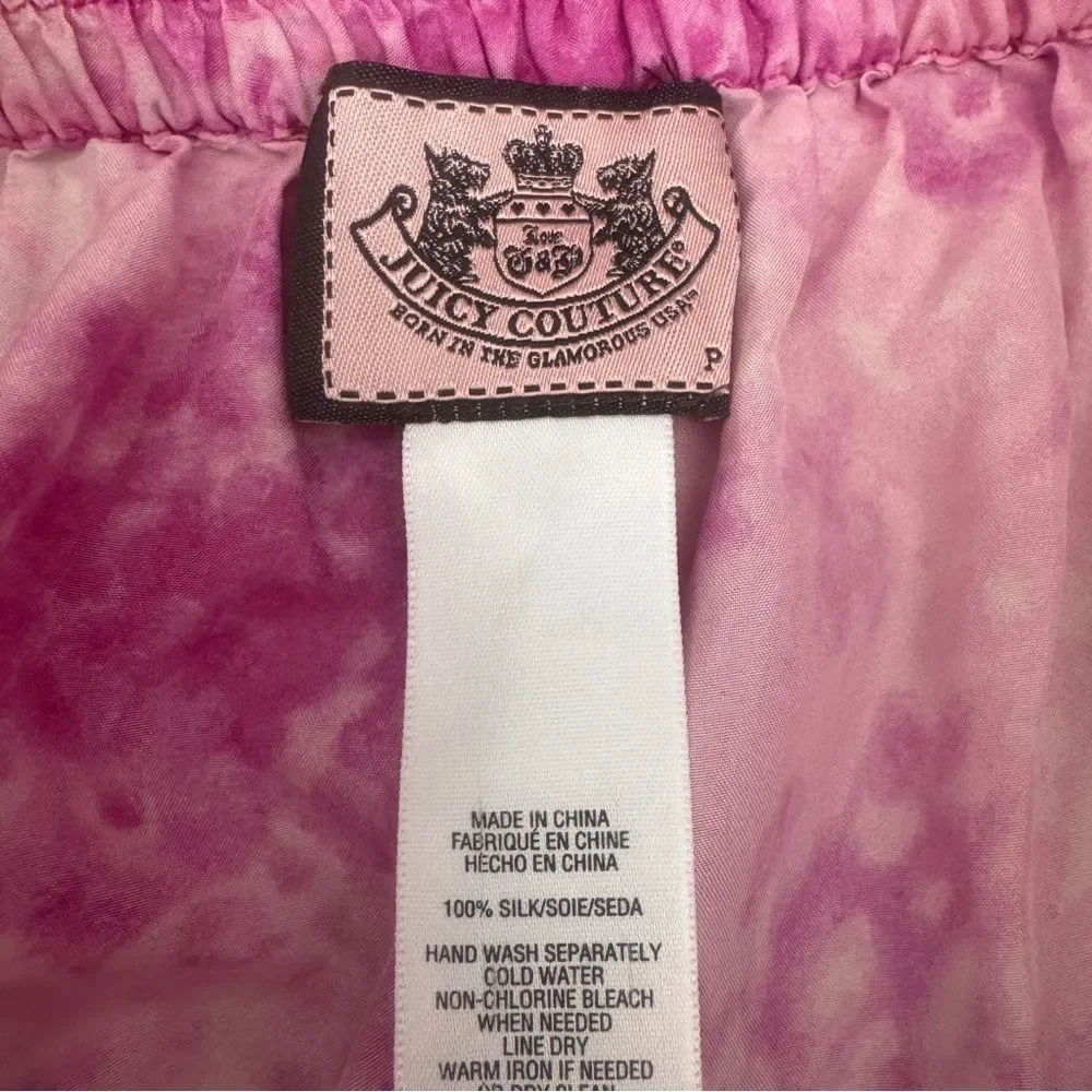 Juicy Couture Very Raspberry Faded Oasis 100% Silk Skirt-Front Shorts P